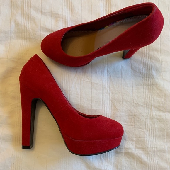 Red Suede Pumps - Picture 1 of 2